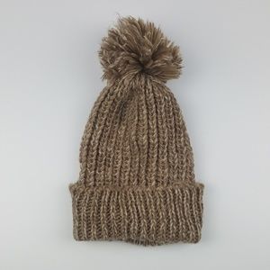 Brown Tan Knit Pom Pom Beanie {Chuns}